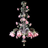 Murano Glass Chandelier – Classic Floral Climbing Roses – Amethyst with Light Green and Pink Roses Image