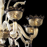 Murano Glass Chandelier Classic Cristallo with 24Kt Gold and Black Accents Image