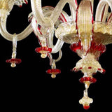 Murano Glass Chandelier – Classic Clear Cristallo with 24Kt Gold and Ruby Red Accents Image