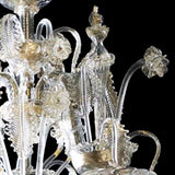 Murano Glass Chandelier Classic Rezzonico Clear Cristallo with 24Kt Gold Accents Image