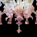 Murano Glass Chandelier – Classic Clear Cristallo with 24Kt Gold and Pink Rose Accents Image