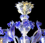 Murano Glass Chandelier – Classic Small Rezzonico – Clear Cristallo and Blue Image