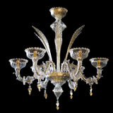 Murano Glass Chandelier – Classic Small Rezzonico Lance – Clear Cristallo with 24Kt Gold Accents Image