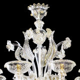 Murano Glass Chandelier Classic Small Rezzonico Clear Cristallo with 24Kt Gold Accents Image