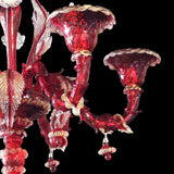 Murano Glass Chandelier Classic Small Rezzonico Venetian Red with 24Kt Gold Accents Image