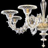 Murano Glass Chandelier – Classic Small Rezzonico Semplice 2 Tier – Clear Cristallo with light 24Kt Gold Accents Image