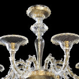 Murano Glass Chandelier – Classic Small Rezzonico Semplice – Clear Cristallo with light 24Kt Gold Accents Image