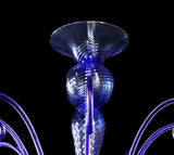 Murano Glass Chandelier Pastorale “Twist” Cobalt Blue