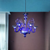 Murano Glass Chandelier Pastorale “Twist” Cobalt Blue