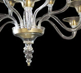 Murano Glass Contemporary Staggered Lights Clear Cristallo with 24Kt Gold Image