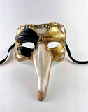 Capitano Venetian Mask - Black, White and Gold Leaf