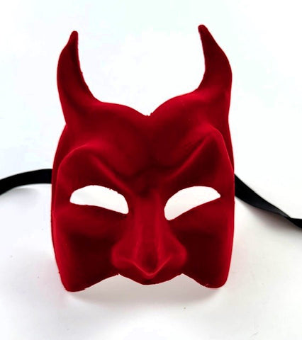 Venetian Red Velveteen Devil Mask