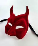 Venetian Red Velveteen Devil Mask