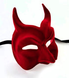 Venetian Red Velveteen Devil Mask