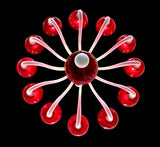 Murano Glass Chandelier Globo Red and White