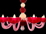 Murano Glass Chandelier Globo Red and White