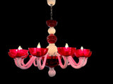 Murano Glass Chandelier Globo Red and White