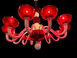 Murano Glass Chandelier Globo Red and White