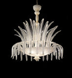 Italian Glass Art Deco White and Gold Ceiling Light