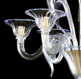 Murano Glass Chandelier Contemporary Clear Cristallo with Bluino Trim Image