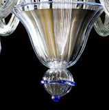 Murano Glass Chandelier Contemporary Clear Cristallo with Bluino Trim Image