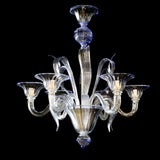 Murano Glass Chandelier Contemporary Clear Cristallo with Bluino Trim Image