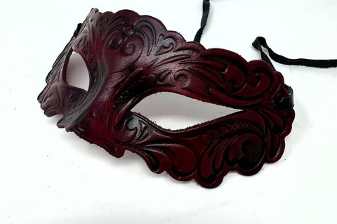 Leather Venetian Tattoo Embossed Mask
