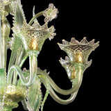 Murano Glass Chandelier Classic Verdolino Light Green with 24Kt Gold Image