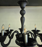 Murano Glass Matte Black 6 Light Chandelier - In Stock Ready to Ship