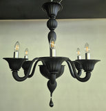 Murano Glass Matte Black 6 Light Chandelier - In Stock Ready to Ship