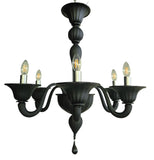 Murano Glass Matte Black 6 Light Chandelier - In Stock Ready to Ship