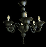 Murano Glass Matte Black 6 Light Chandelier - In Stock Ready to Ship