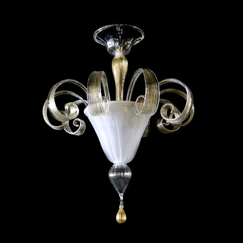 Murano Glass Ceiling Light Patorale Cristallo and 24kt Gold Infused Accents Image