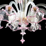 Murano Glass Chandelier – Classic Downward Lighting Pink with 24Kt Gold Image