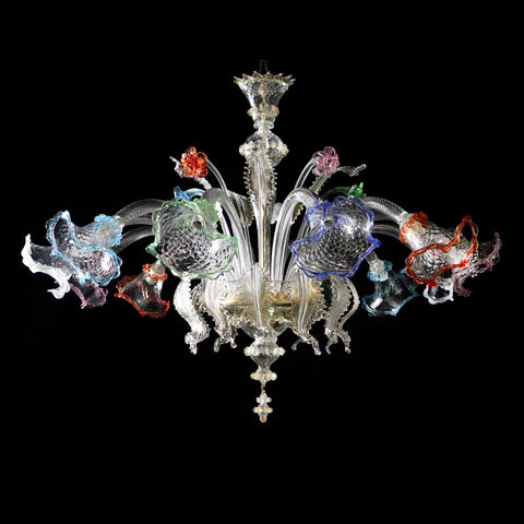 Murano Glass Chandelier Classic Downward Lights - Multicolor Image