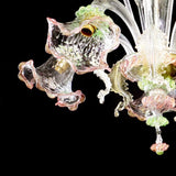 Murano Glass Chandelier – Classic Downward Lighting Light Green, Light Pink with 24Kt Gold Image