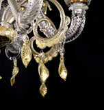 Murano Glass Chandelier Classic Dripping Gold - Clear Cristallo with 24Kt Gold Infused Image