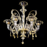 Murano Glass Chandelier Classic Dripping Gold - Clear Cristallo with 24Kt Gold Infused Image