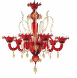 Murano Glass Chandelier Classic Red and Gold