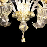 Murano Glass Chandelier – Classic Downward Lights “Vivaldi”-  Light Gray Cristallo and 24Kt Gold Image