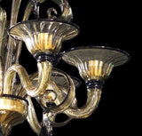 Murano Glass Chandelier Pastorale Fume with Black Trim Image