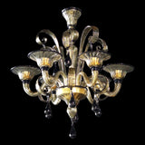 Murano Glass Chandelier Pastorale Fume with Black Trim Image