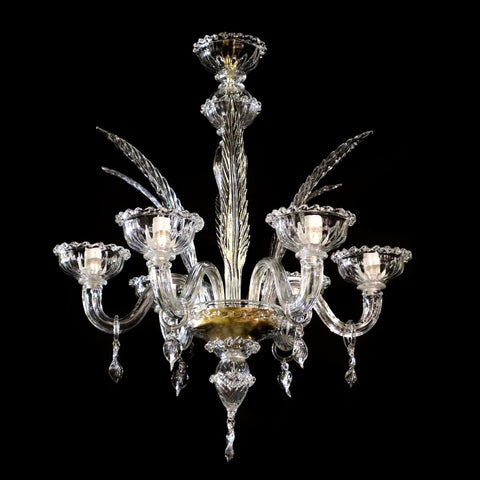 Murano Glass "Ice Carving" Chandelier - Clear Cristallo