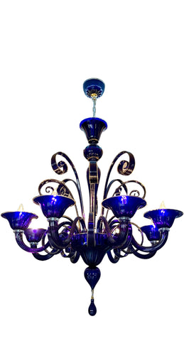 Murano Glass Chandelier Pastorale Cobalt Blue Image