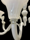 Murano Glass Chandelier Contemporary 12 Light – Bianco Latte White