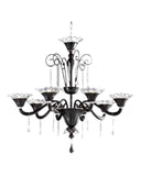 Murano Glass Contemporary Chandelier Black Luxe Crystal