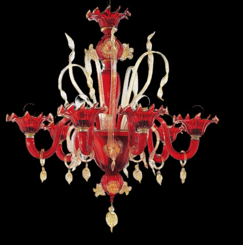 Murano Glass Chandelier Classic Red and Gold