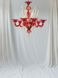 Murano Glass Chandelier Classic Red and Gold