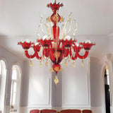 Murano Glass Chandelier Classic Red and Gold