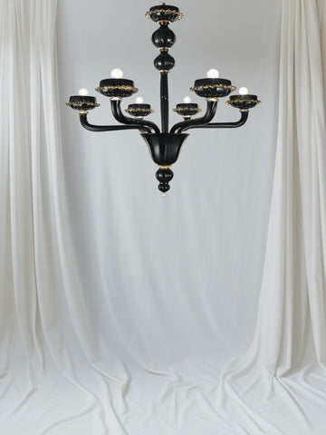 Murano Glass Contemporary Chandelier 2783 – Black and Gold Image